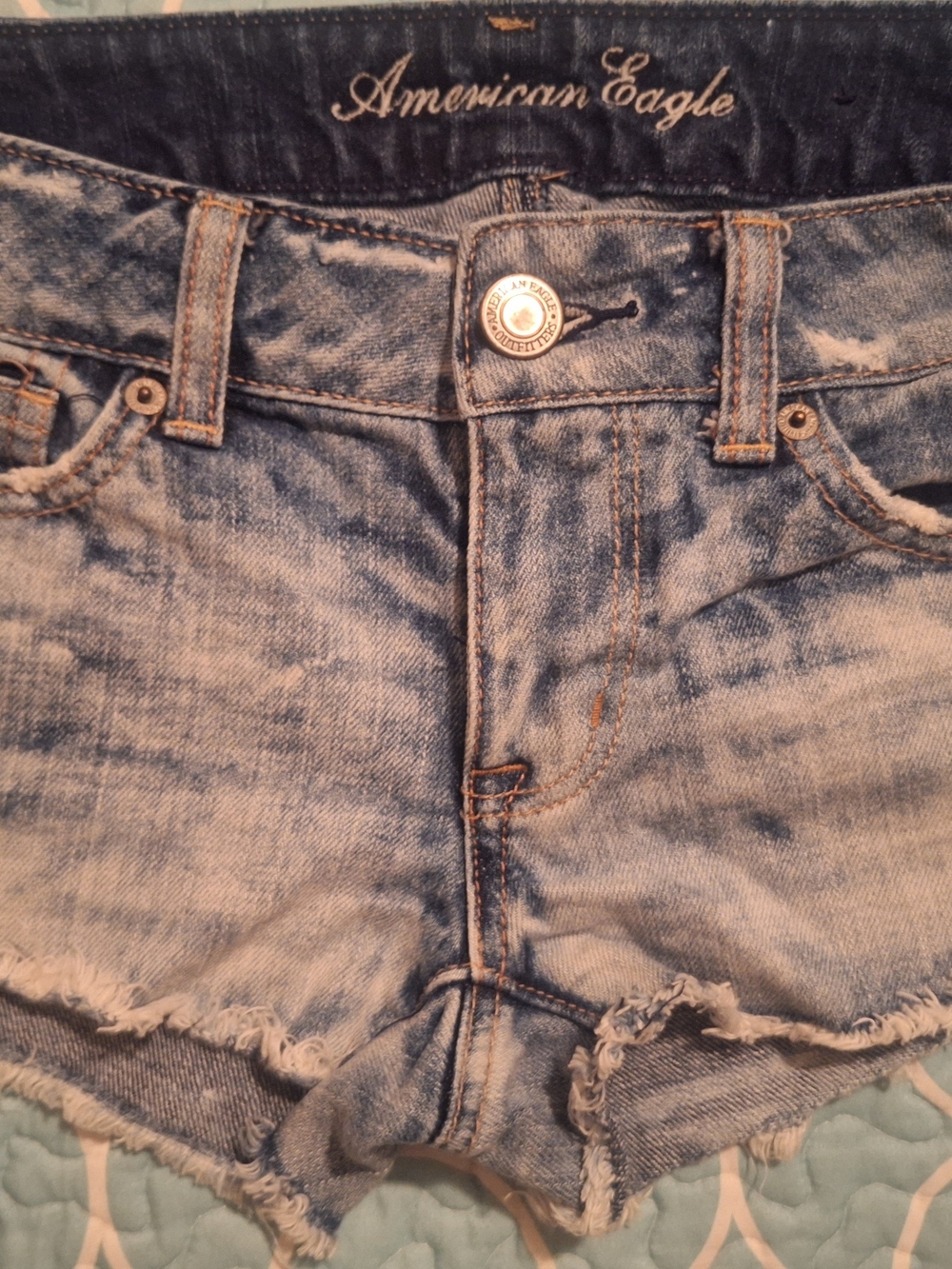 American Eagle Outfitters Light Blue Distressed Denim Shorts